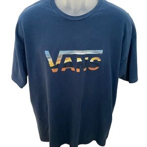VANS Sunset Waves Logo Skate Surf Tee Shirt Men XL